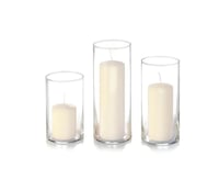 Candles set of 3  Real candles  with clear candles holders