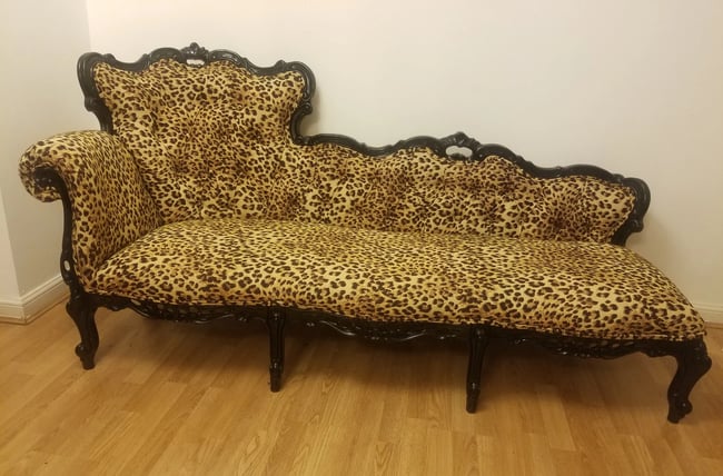 Antique Button Back Leopard Print Chaise Lounge fabulositytreasures