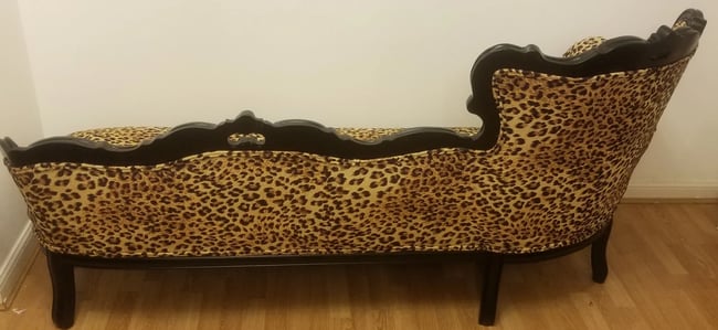 Antique Button Back Leopard Print Chaise Lounge fabulositytreasures