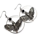 Death's-Head Moth Vintage Circle Earrings