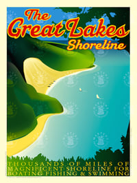 Great Lakes Michigan Shoreline Vintage Style Travel Poster Art | Print No 013