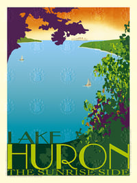 Image 1 of Lake Huron Michigan Vintage Style Poster Art | Print No 020
