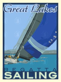 Great Lakes Regatta Sailing Michigan Vintage Style Travel Poster Art | Print No 021