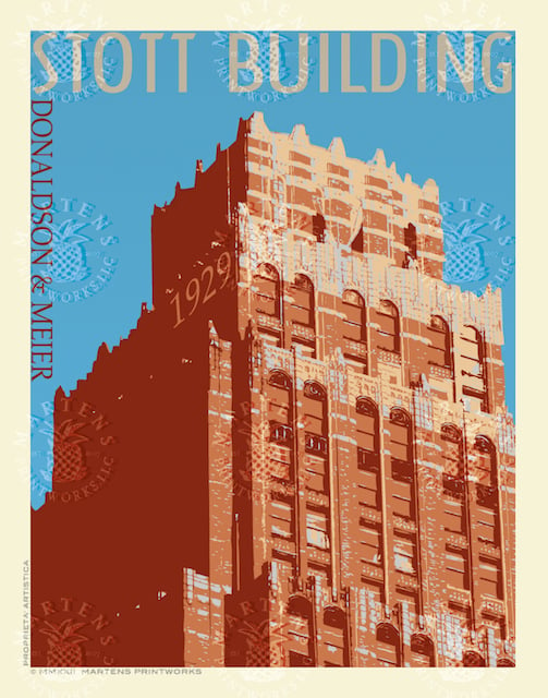 art deco poster buildings