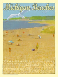 Michigan Beaches Vintage Style Travel Poster Art | Print No 028