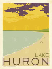 Lake Huron Beach Michigan Vintage Style Poster Art | Print No 046