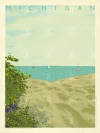 Michigan Midday Vintage Style Travel Poster Art | Print No 063