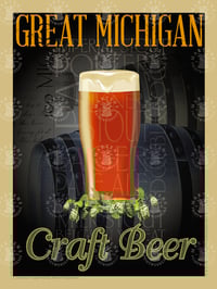 Michigan Craft Beer Vintage Style Travel Poster Art | Print No 037