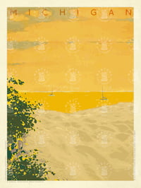 Michigan Sunset Vintage Style Travel Poster Art | Print No 061