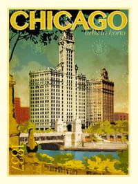 Wrigley Building Chicago Vintage Style Travel Poster Art | Print No 039