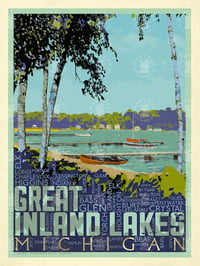 Great Inland Lakes Michigan Vintage Style Travel Poster Art | Print No 038