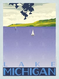 Lake Michigan Bay Vintage Style Travel Poster Art | Print No 047
