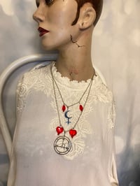 Image 3 of Lilith Double Sigil Necklace with Glass Heart And Blood Drop Beads By Ugly Shyla 