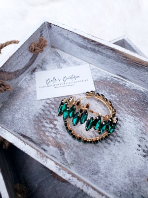 Image of Emerald Hoop Earrings 