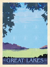 Great Lakes (Michigan, Ontario, Superior, Erie, Huron) Vintage Style Travel Poster | Print No 059