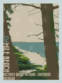 Twelve Mile Beach Pictured Rocks National Lakeshore Vintage Style Travel Poster Art | Print No 071