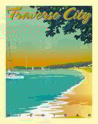 Traverse City Michigan (Grand Traverse Bay) Vintage Style Travel Poster Art | Print No 084