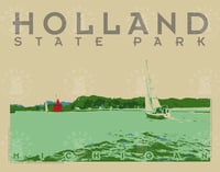 Holland State Park Michigan Vintage Style Travel Poster Art | Print No 088