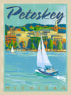 Petoskey Michigan Vintage Style Travel Poster Art | Print No 096