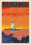 Ludington Breakwater Light Limited Edition Sunset 13x19 Print No. [097]