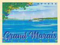 Grand Marais Michigan Vintage Style Travel Poster Art | Print No 098