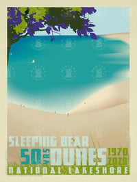 Sleeping Bear Dunes Michigan 50 Years Vintage Style Travel Poster Art | Print No 114
