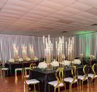 Image 1 of 50" | 8 Arm Gold Cluster Taper Candle Holder Candlelabra With Clear acrylic or glass   Shades