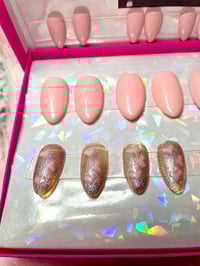 Image 2 of READY TO GO BOX  24 PCS PINK NUDE W/ HAND PAINTED HEARTS🎨 2 SETS IN 1 BOX MIX & MATCH 