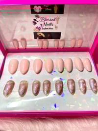 Image 1 of READY TO GO BOX  24 PCS PINK NUDE W/ HAND PAINTED HEARTS🎨 2 SETS IN 1 BOX MIX & MATCH 