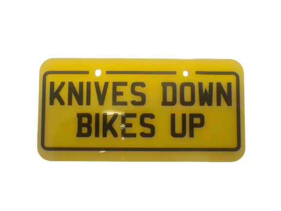 Image of KNIVES DOWN BIKES UP Plate