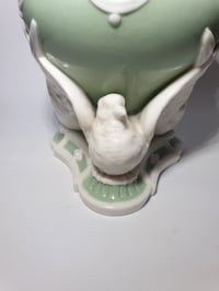 Image 3 of Minton Celadon Vase supported on Doves