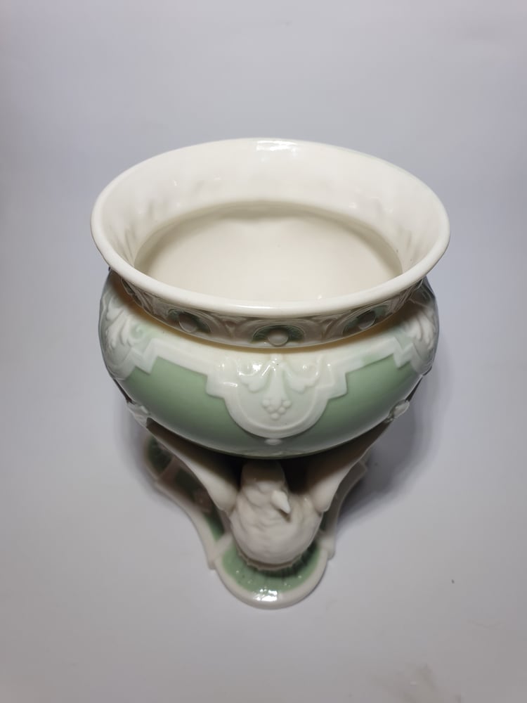 Image of Minton Celadon Vase supported on Doves