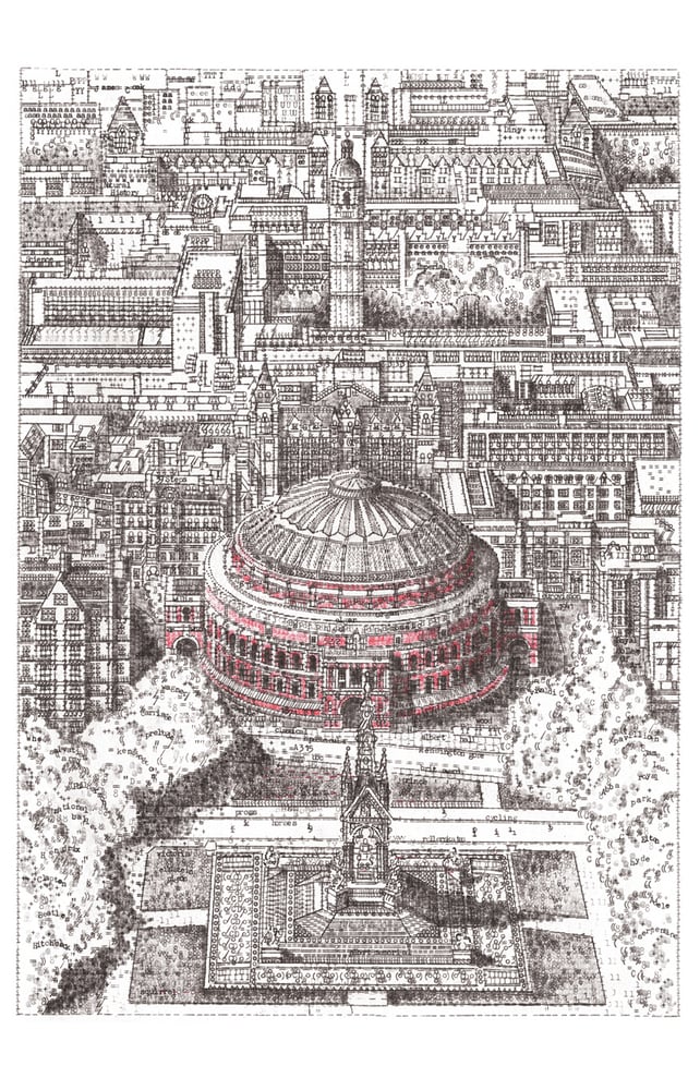 Image of Royal Albert Hall, Signed Typewriter Art, Limited Edition of 200