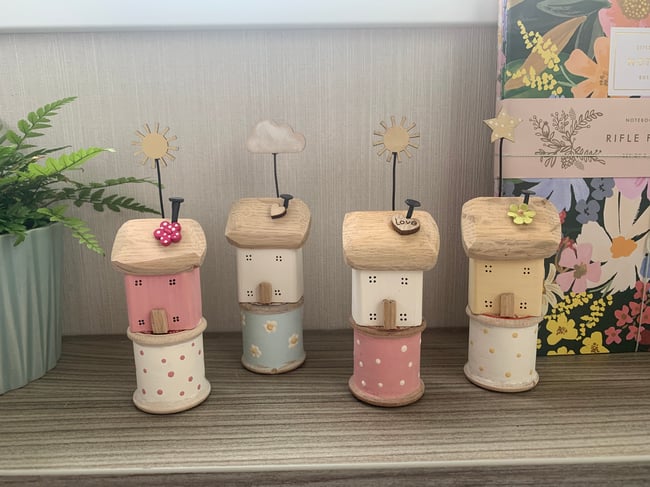 Handcrafted Cottage on Vintage Cotton Reel