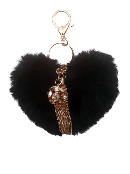 Pom Pom & Heart Charm Keychain