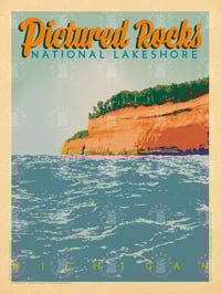 Pictured Rocks National Lakeshore Vintage Style Poster Art | Print No 073