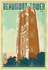 Michigan State University Beaumont Tower Vintage Style Poster Art Limited Edition | Print No 068