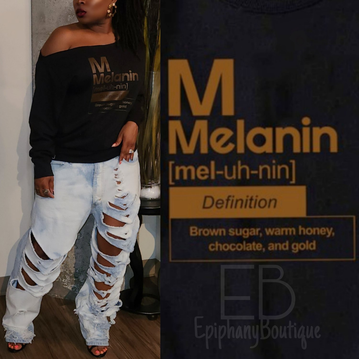 Image of Melanin "Definition" Sweatshirt & EB Custom Levi's #028: **Sold SEPARATELY**