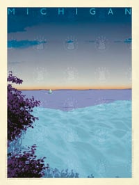 Michigan Twilight Vintage Style Travel Poster Art | Print No 062