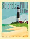 Big Sable Point Lighthouse Michigan Vintage Style Travel Poster Art | Print No 080