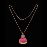 Image 2 of 10 K Gold Jumbo Smiling Buddha Pendant (Particially Iced)