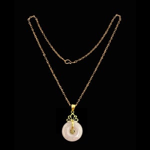 Image of 10K Ribboned Fu Fuku Fortune Zhong Disc Pendant 