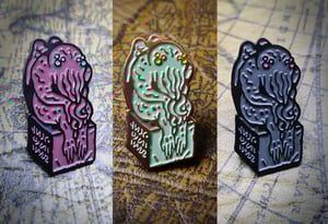 Image of Cthulhu Soft Enamel Pin + Sticker. 3 colour options