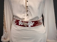 Image 1 of Vasilisa Embellished Crimson & Lace Belt