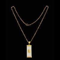 Image 3 of 10 K Gold Chinese Good Luck Symbol Bar Pendant