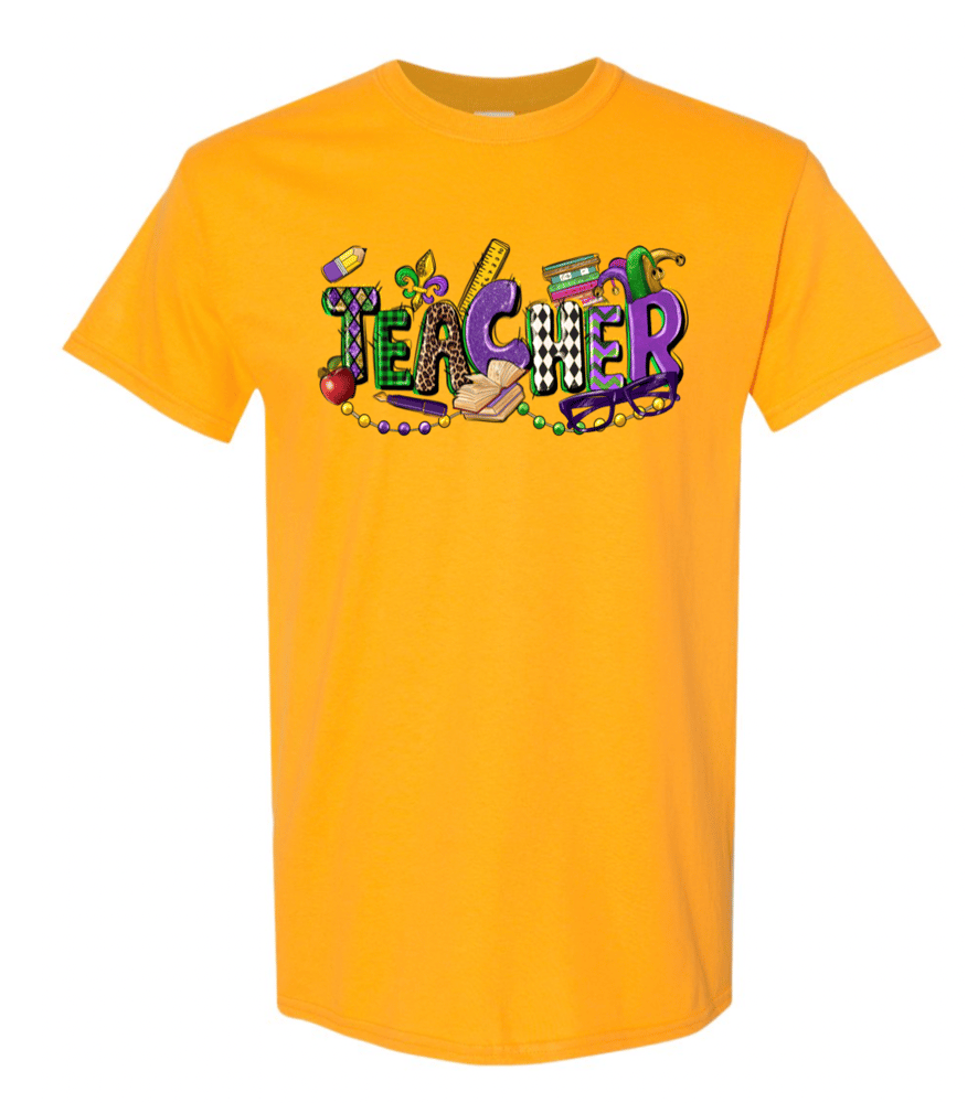 Image of Teacher Mardi Gras Tee