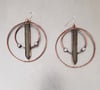 Golden Obsidian Spears Moonstone Hoops