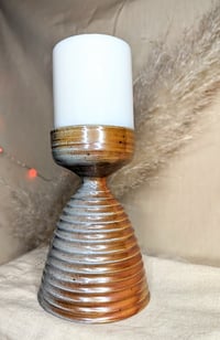 Image 1 of Medium Golden Pink Pillar Candle Holder 