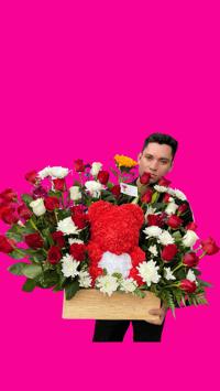 Arreglo de Rosas con Oso | Arrangement of Roses with Bear