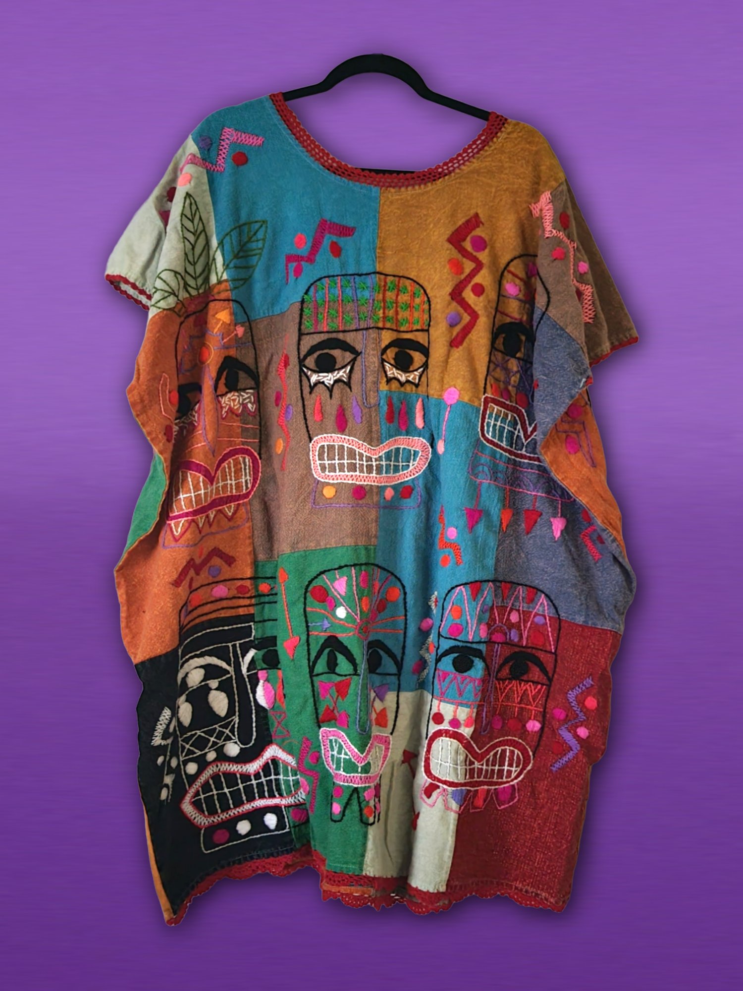 Image of Pookey Stonewash Embroidered Boho Kaftan